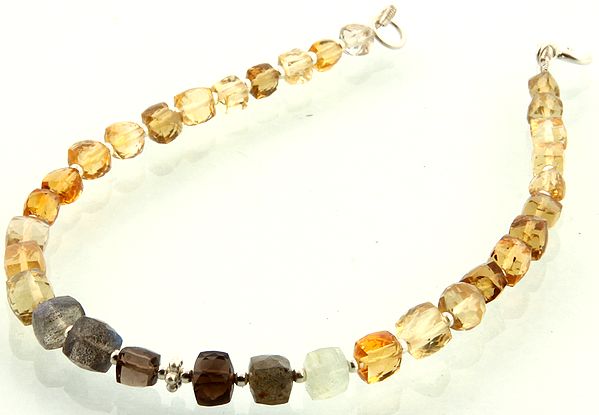 Faceted Gemstone Bracelet (Ctrine, Labradorite, Smoky Quartz and Prehnite)