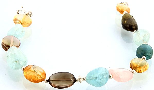 Multi-Gems Bracelet (Citrine, Aquamarine, Smoky Quartz, Rose Quartz, and Green Tourmaline)