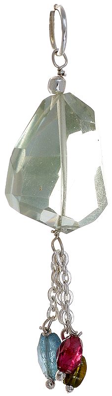 Faceted Green Amethyst Pendant with Tourmaline