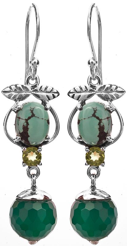Turquoise and Green Onyx Earrings