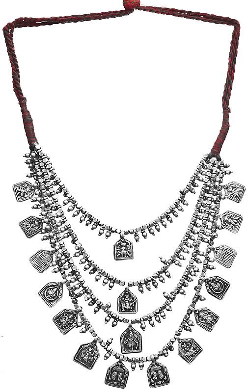 Sterling Antiquated Necklace of Hindu Deities