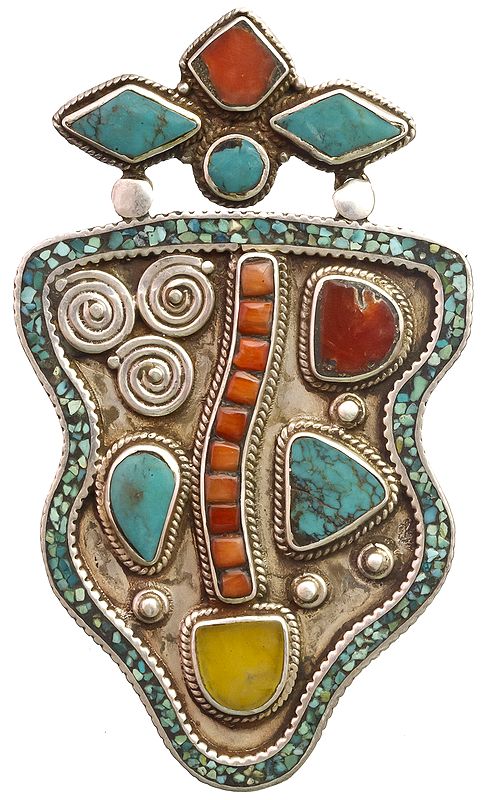 Gemstones Pendant (Coral, Turquoise and Amber)