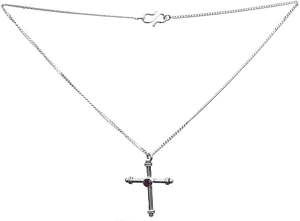 Faceted Amethyst Cross Necklace