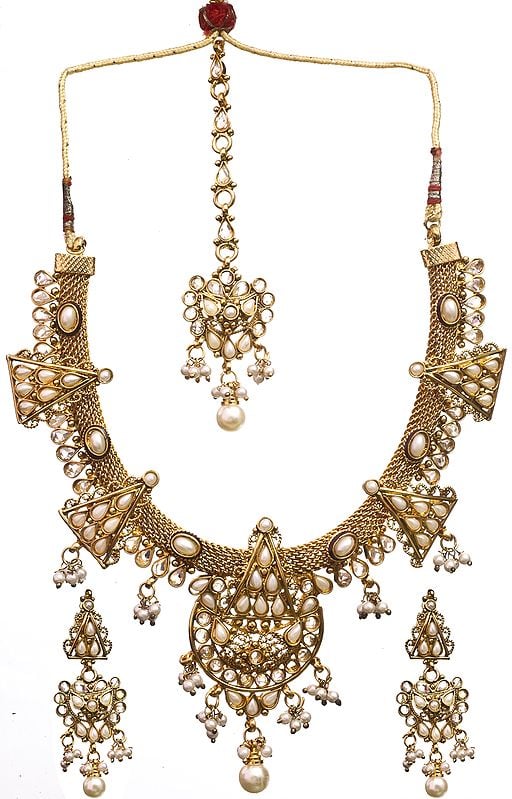 Faux Pearl Necklace Set with Mang Tika
