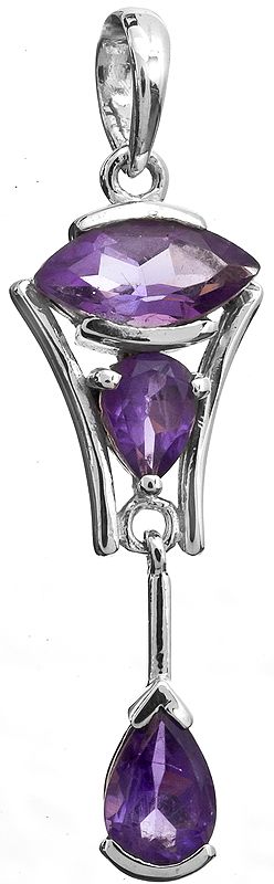 Sterling Pendant with Faceted Gems