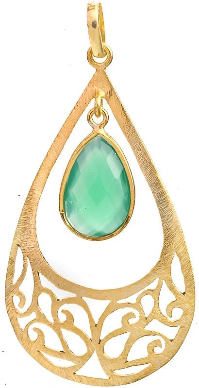 Faceted Green Onxy Gold Plated Pendant