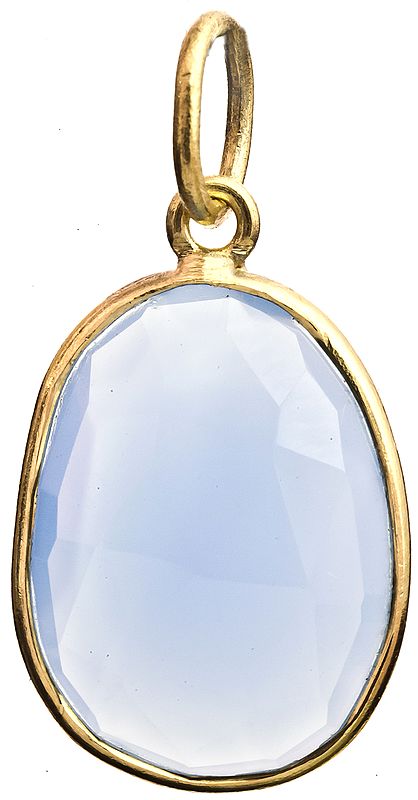Blue chalcedony Gold Plated Pendant
