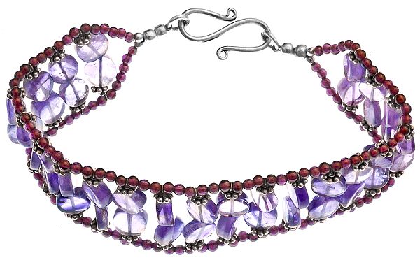 Faceted Amethyst Beaded Bracelet