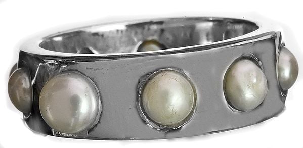 Sterling Silver Band with Pearls