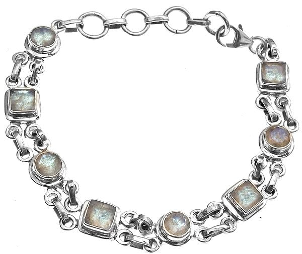 Faceted Rainbow Moonstone Bracelet