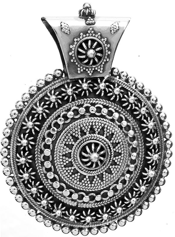 Sterling Floral Shield Pendent