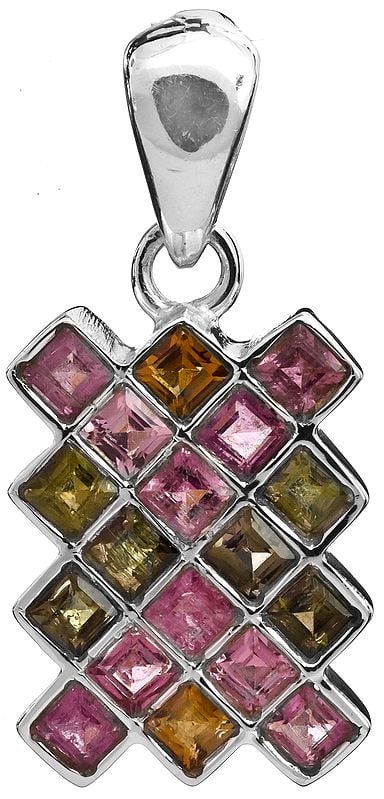 Faceted Pink and Green Tourmaline Pendant