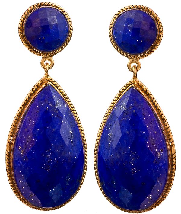 Faceted Lapis Lazuli Gold Plated Earrings