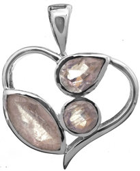 Sterling Valentine Pendant with Faceted Gems