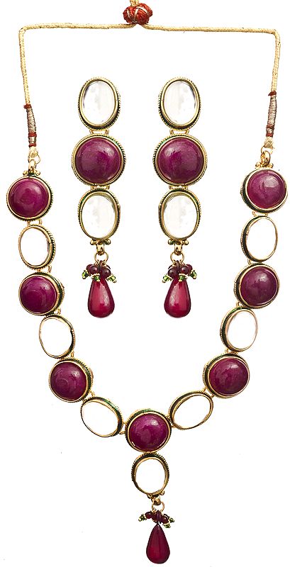 Faux Ruby Set with Kundan