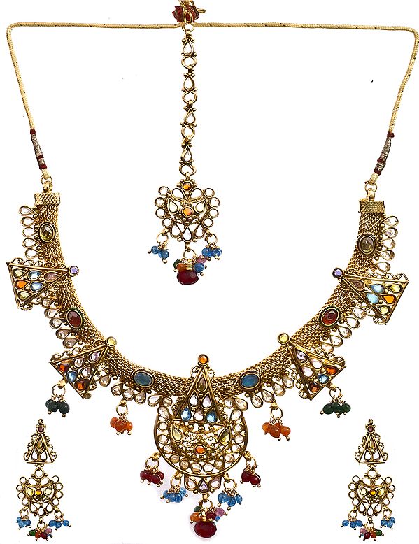 Multi-Color Necklace Set with Mang Tika