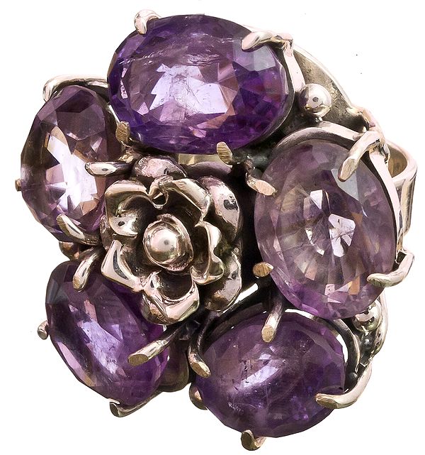Faceted Amethyst Rose Ring