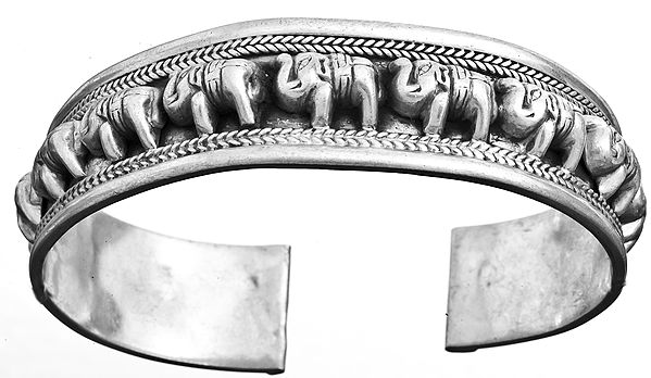 Sterling Elephant Procession Cuff Bracelet