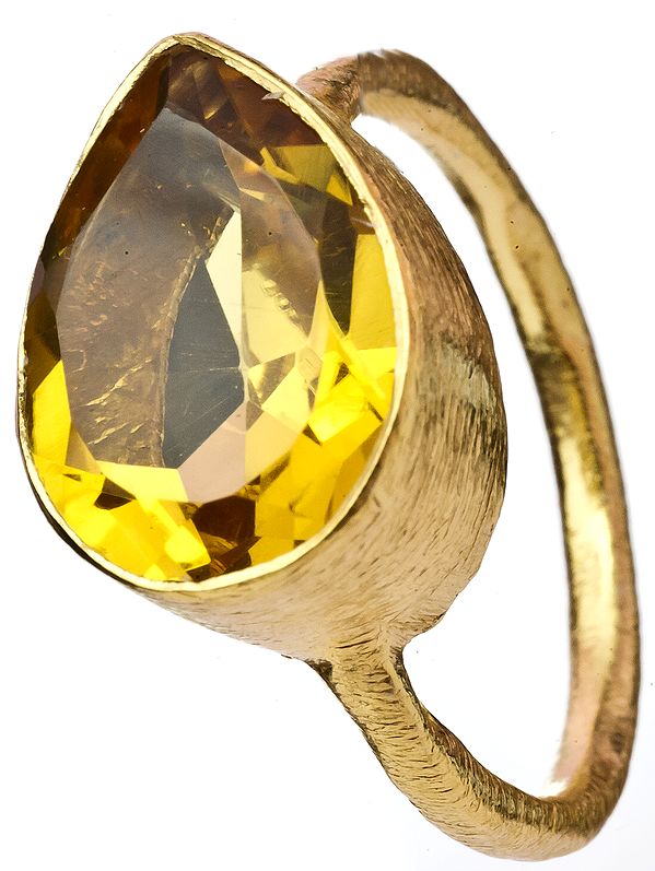 Faceted Citrine Gold Plated Ring