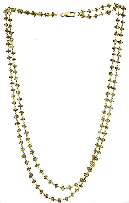 Peridot Gold Plated Two Strand Beaded Necklace