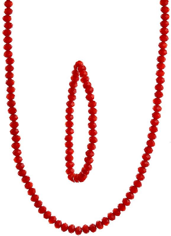 Faceted Ruby Red Necklace and Stretch Bracelet Set