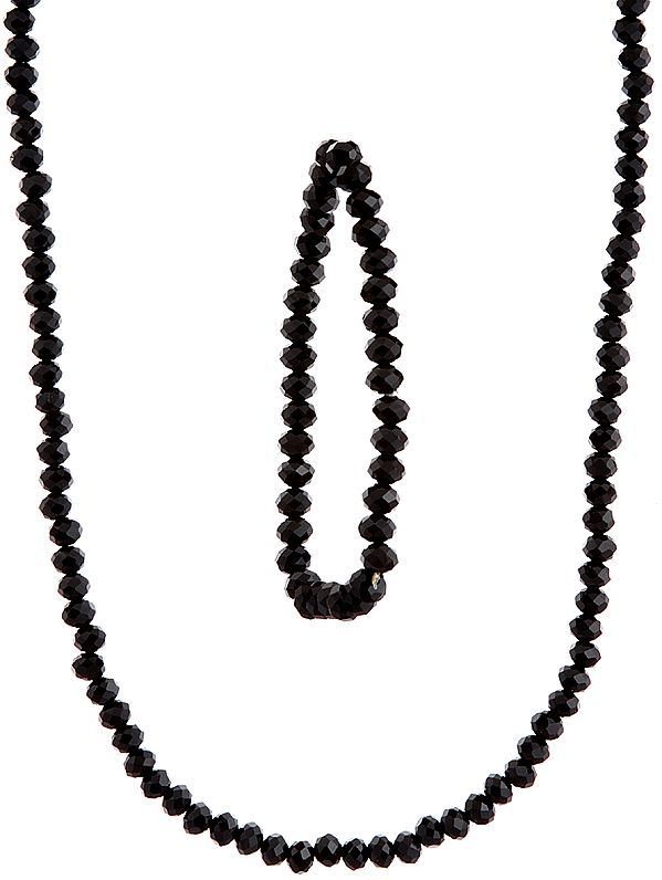 Faceted Black Necklace and Stretch Bracelet Set