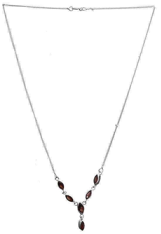 Faceted Garnet Marquis Necklace