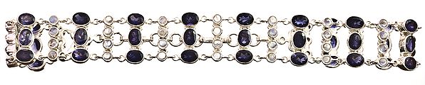 Faceted Iolite Choker with Rainbow Moonstone
