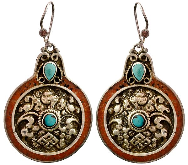 Turquoise Endless Knot Nepalese Earrings