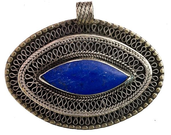 Lapis Lazuli Pendant with Filigree From Afghanistan