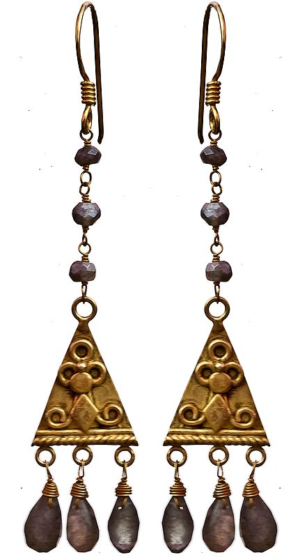 Faceted Labradorite Gold Plated Earrings