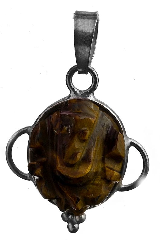 Lord Ganesha Pendant (Carved in Iron Tiger Eye)