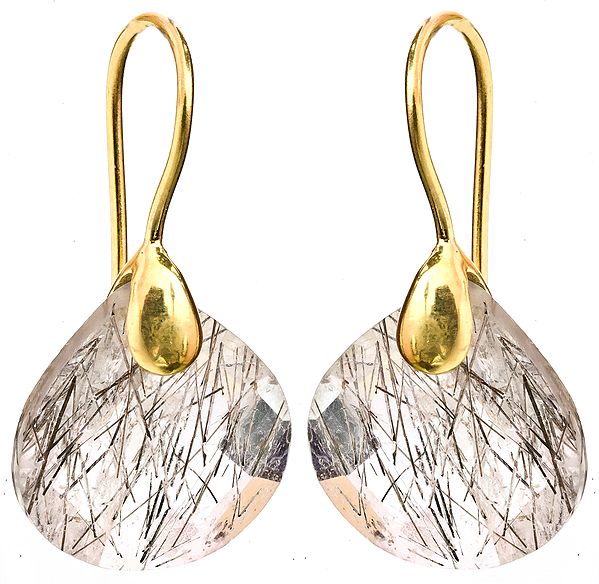 Tourmalinated Quartz Gold plated Earrings