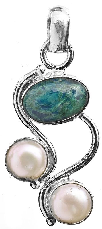 Azure Malachite Pendant with Pearl