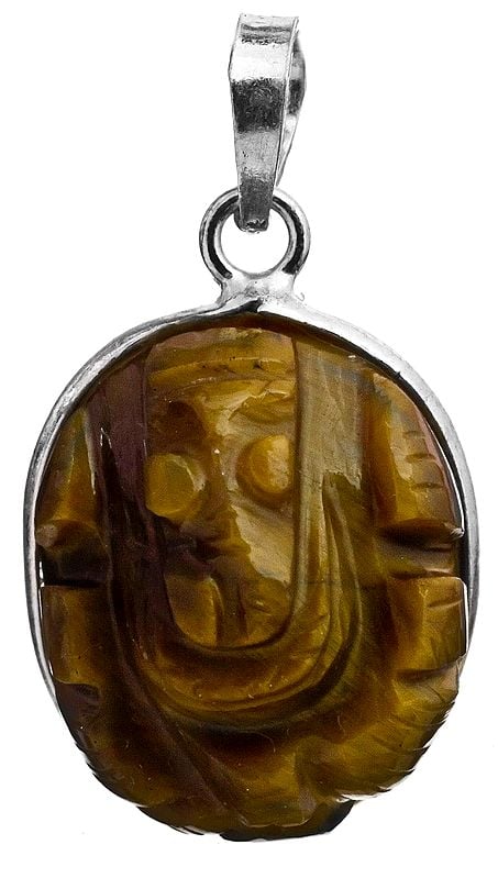 Lord Ganesha Pendant (Carved in Tiger Eye)