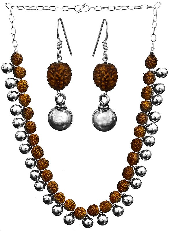 Rudraksha Necklace with Earrings Set