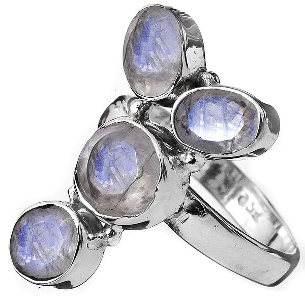 Faceted Rainbow MOonstone Ring