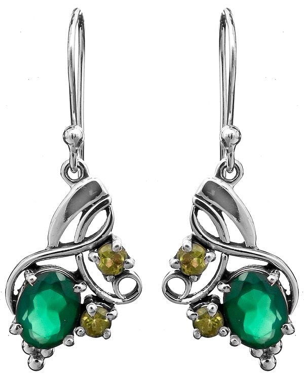 Faceted Green Onyx Earrings with Peridot
