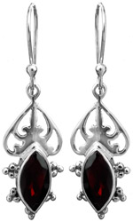 Sterling Marquis Earrings with Faceted Gems