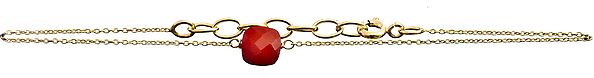 Gold Plated Faceted Red Stone Bracelet
