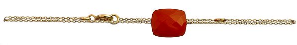 Faceted Red Stone Gold Plated Bracelet