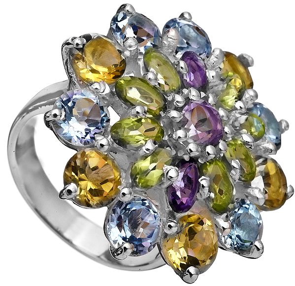 Faceted Gemstone Ring (Citrine, Amethyst, Peridot and BT)