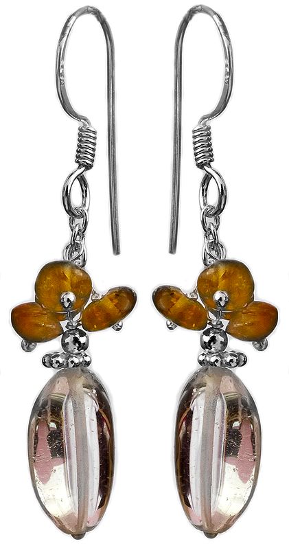 Crystal with Citrine Earrings