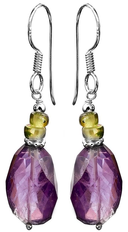 Faceted Amethyst with Peridot Earrings