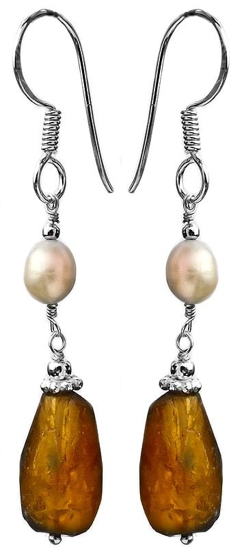 Citrine with Pearl Earrings