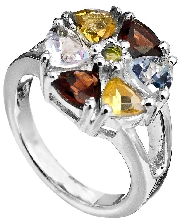 Faceted Gemstone Ring (Citrine, BT, Garnet and Peridot)