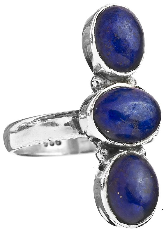 Lapis Lazuli Triple Stone Ring