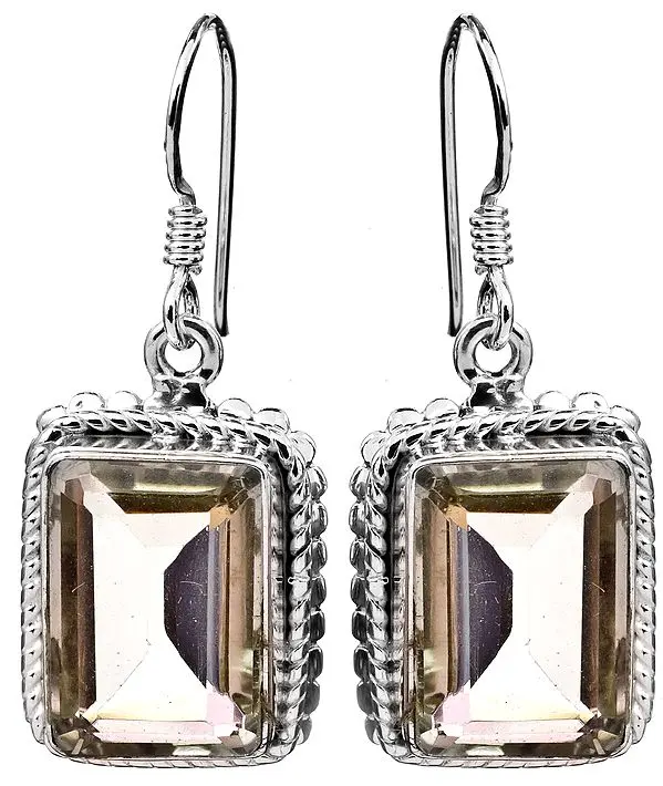 Faceted Green Amethyst Earrings
