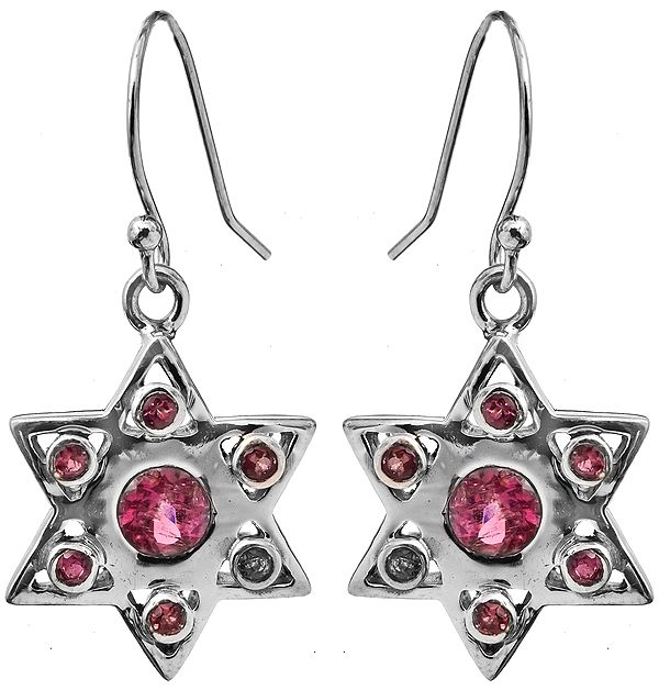 Pink Tourmaline Star Earrings