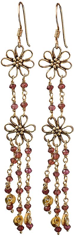 Gold Plated Pink Tourmaline Earrings